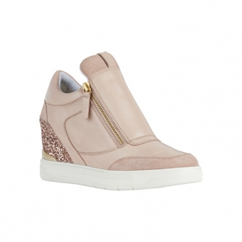 An image of Geox 'Maurica' wedge trainer - blush - Sale
