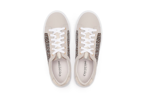 An image of Cocorose 'Hoxton' trainer - grey leopard
