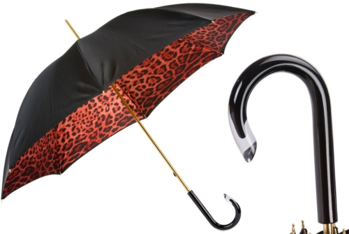 An image of Pasotti '90115/2' Black/Red Leopard Umbrella 