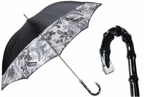 An image of Pasotti '50783/7' Black/ Flower print Umbrella