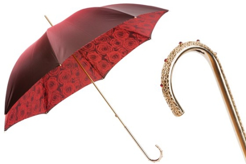 An image of Pasotti '50884/1' Red/ Roses Print Umbrella 