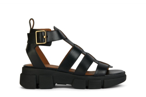 An image of Geox 'Lisbona' gladiator sandal - black - Sale