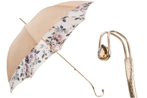 An image of Pasotti '5W094/5' Beige/Floral Print Umbrella 
