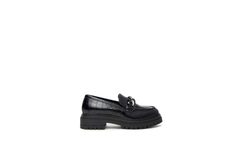 An image of Nero Giardini 'I411414D' chunky leather loafer - black