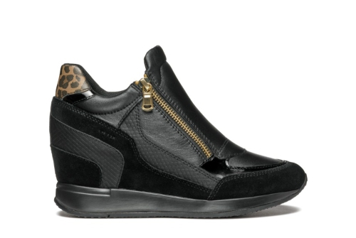 An image of Geox 'Nydame' wedge trainer - black