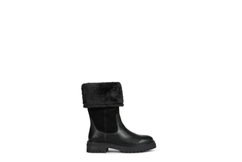 An image of Geox 'Iridea' suede/fur ankle boot - black