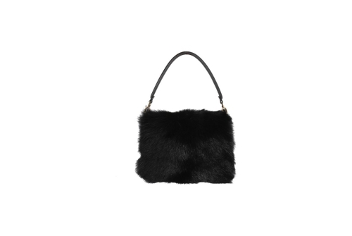 An image of Abro '031487' leather shearling bag - black -SOLD