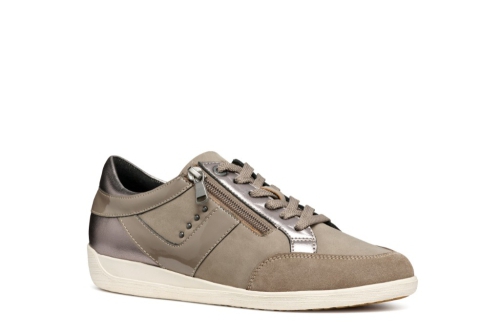 An image of Geox 'Myria' trainer - gunmetal/taupe