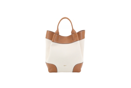 An image of Abro '031769' shopper - ivory/cuoio