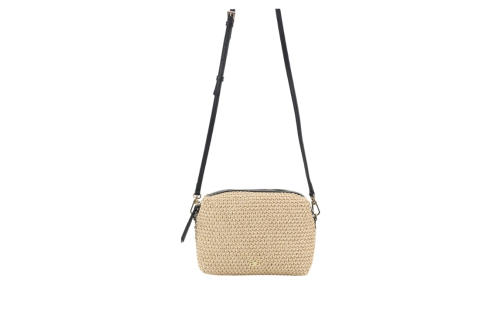 An image of Abro '031707' cross body raffia bag - natural/blk