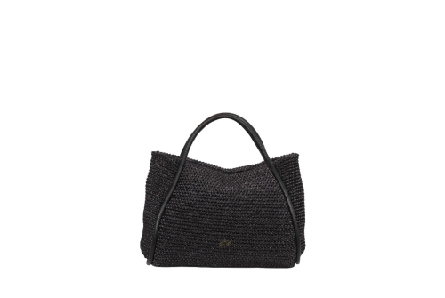 An image of Abro '031674' raffia shopper - black