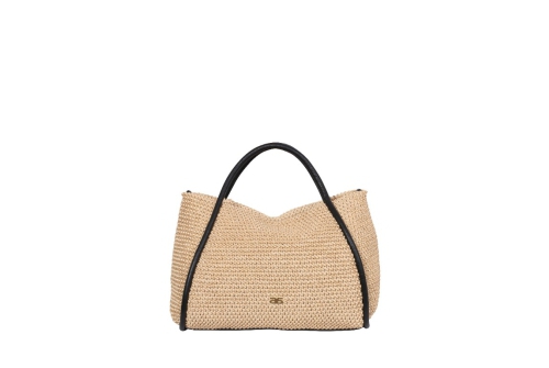 An image of Abro '031674' raffia shopper - natural/blk